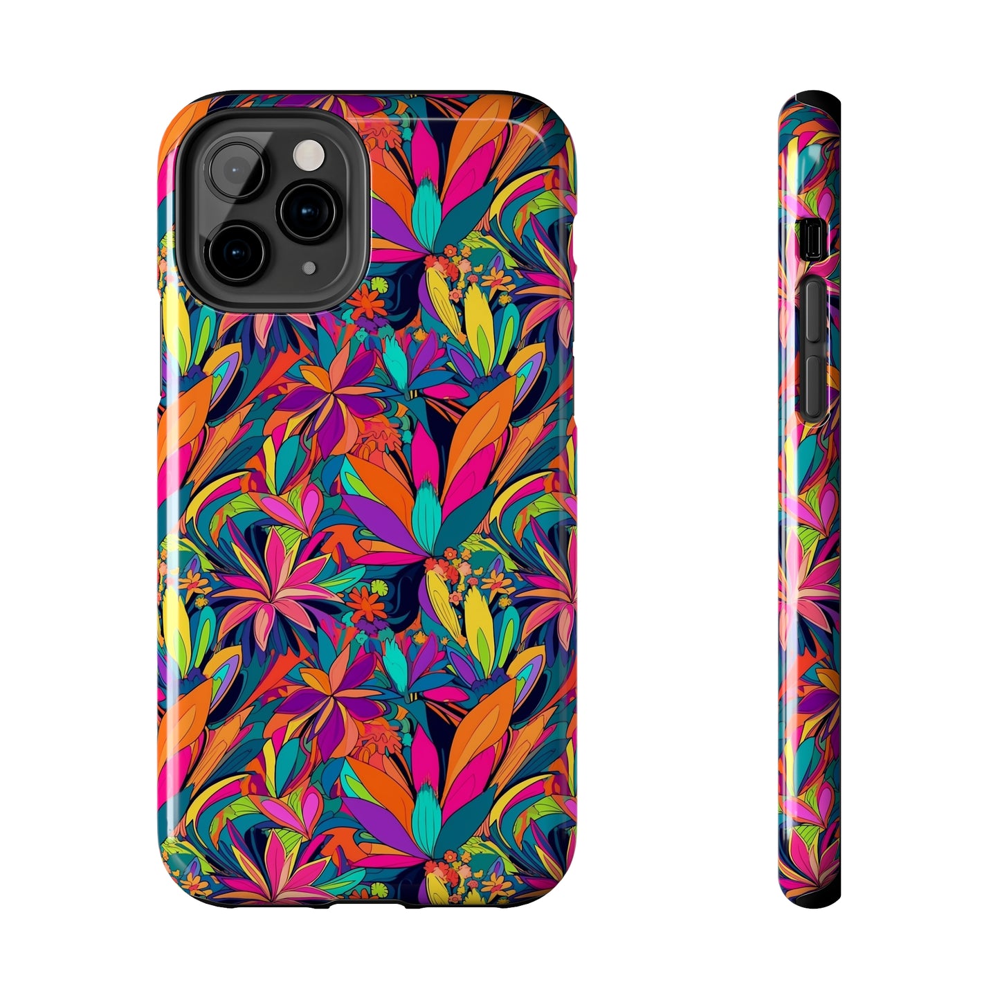 Tropical Neon Flowers Iphone Tough Phone Case