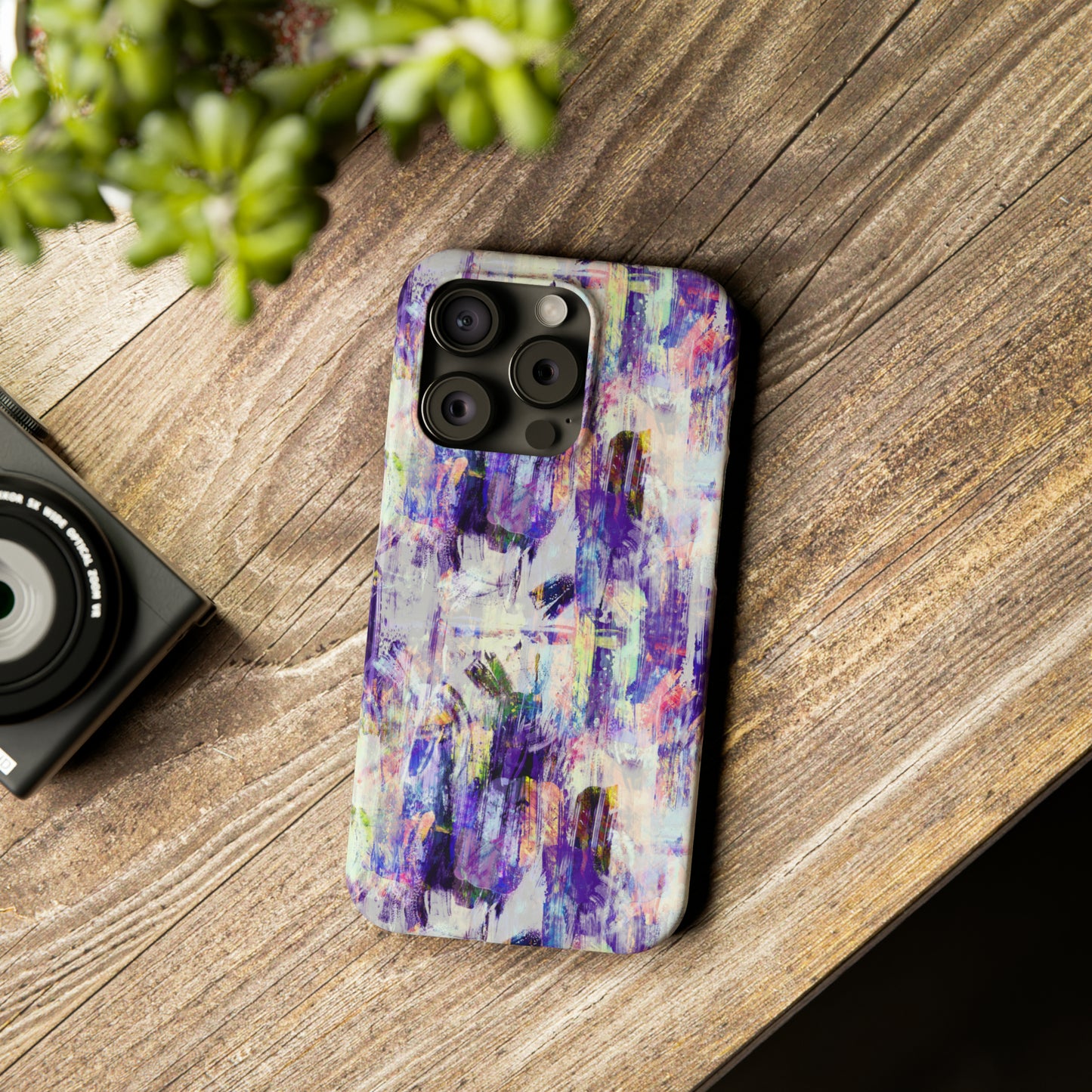 Purple Spring Painted Abstract Iphone 15-12 Slim Phone Case