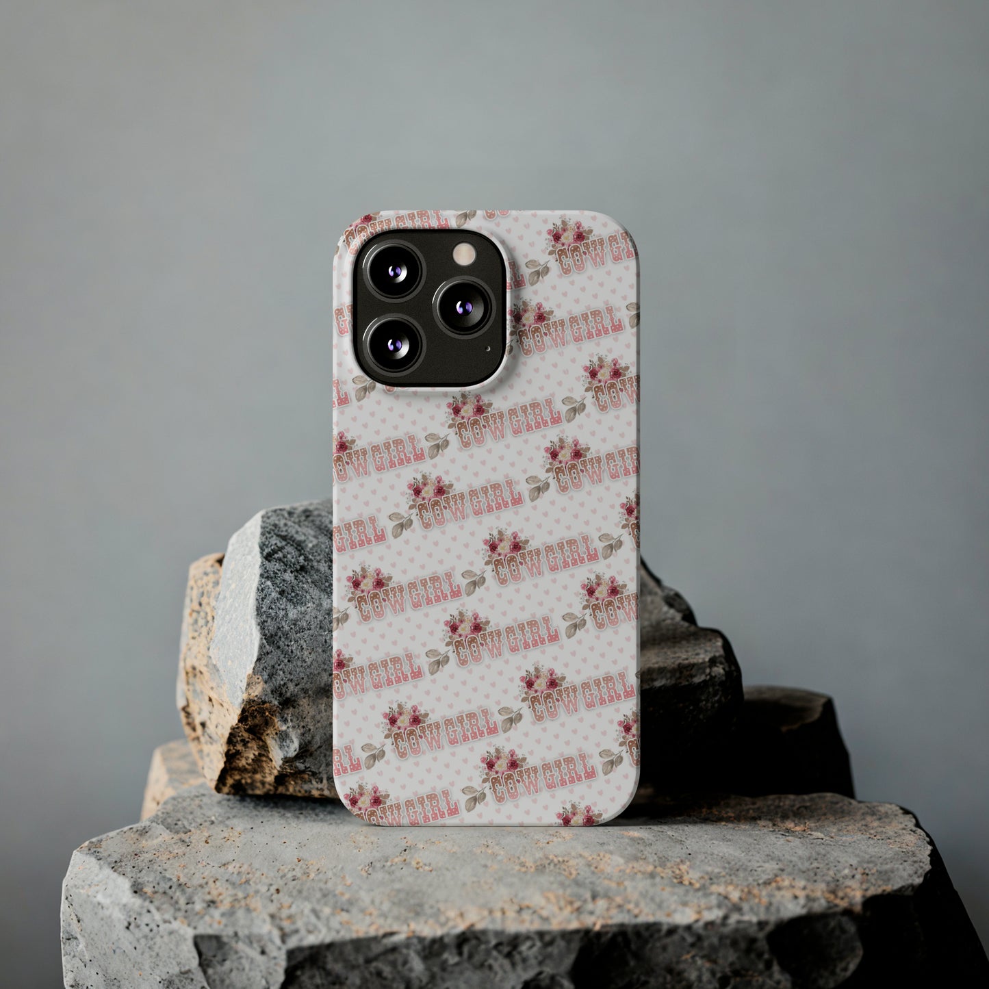 Pink Cowgirl and Flowers Iphone 15-12 Slim Phone Case