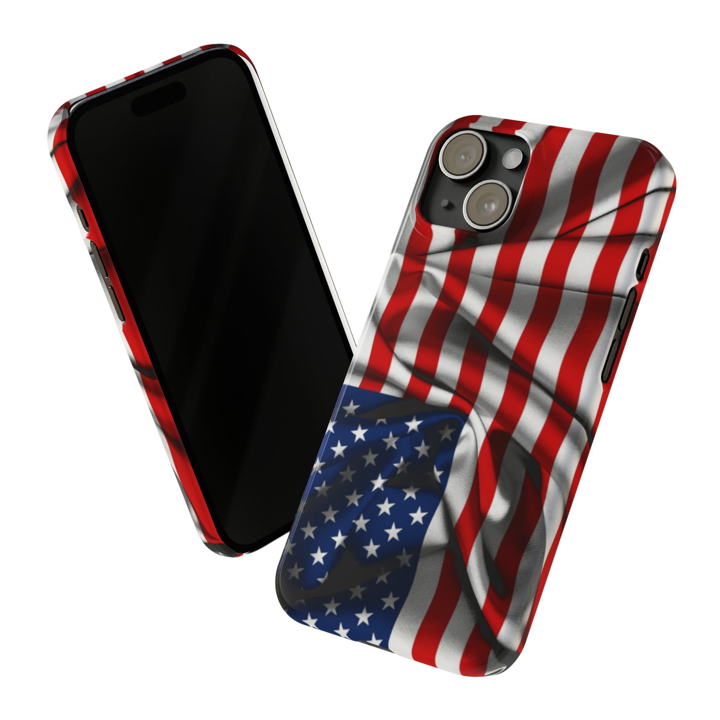 Proudly Unfurling: The American Flag Waves in Patriotic Splendor Iphone 15-12 Slim Phone Case