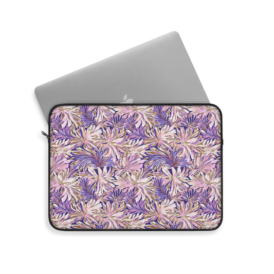 Gilded Blooms: Purple, Pink, and Gold Abstract Watercolor Flowers Laptop or Ipad Protective Sleeve 3 Sizes Available