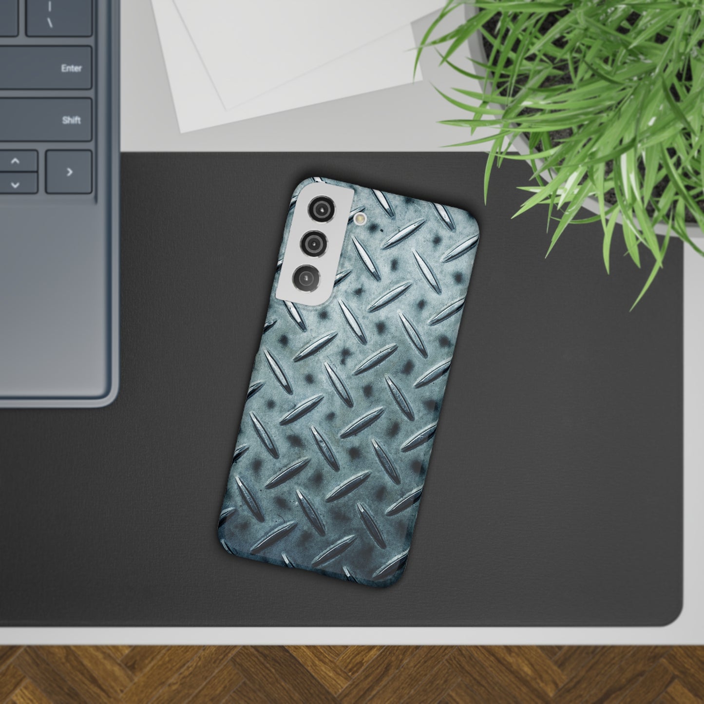 Blue Steel Diamond Plate Design Samsung Slim Cases