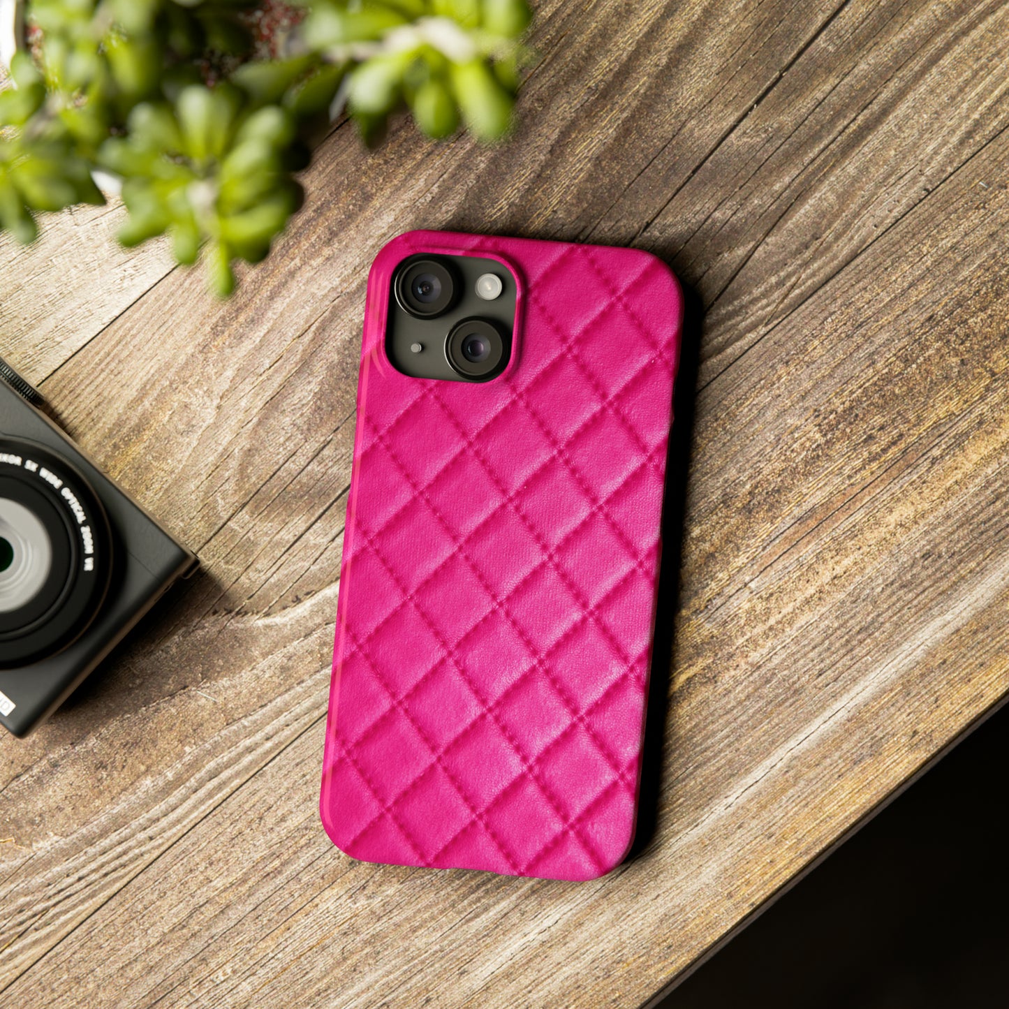 Pink Quilted Design Iphone 15-12 Slim Phone Case