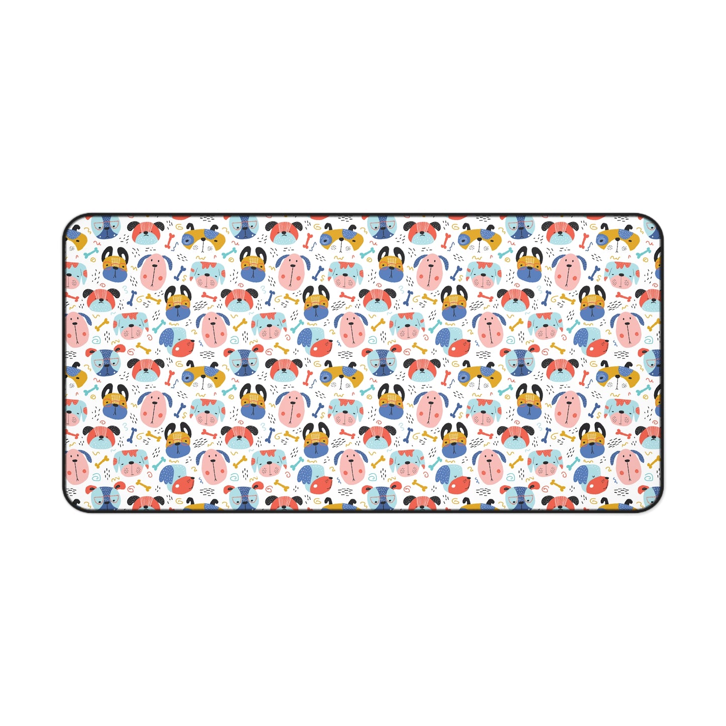 Adorable Canine Characters: Cartoon Faces of Dogs - Desk Mat Extended Gaming Mouse Pad 3 Sizes