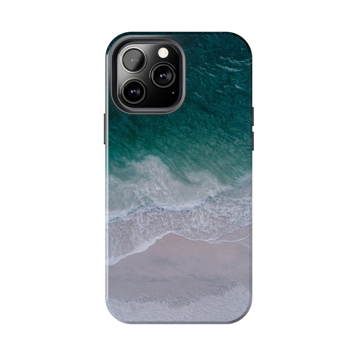 Ocean's Embrace: Deep Green Waters with White Waves Crashing onto the Beach Design Iphone Tough Phone Case