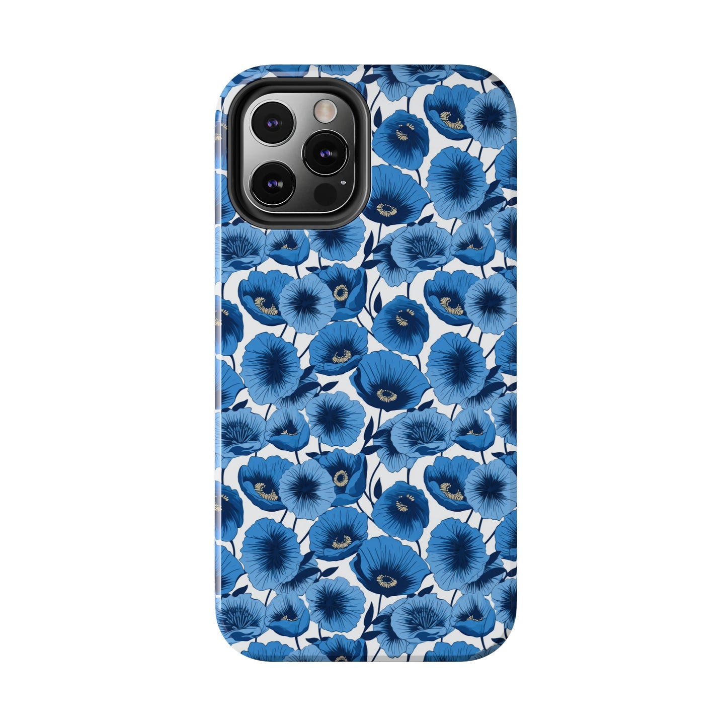 Vivid Blooms Bright Blue Poppies Design Iphone Tough Phone Case