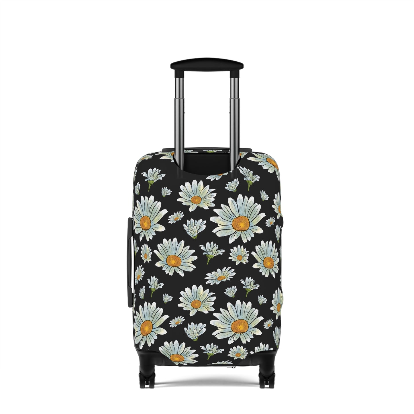 Large Watercolor Summer Daisies Blooming Against a Bold Black Background  - Luggage Protector and Cover 3 Sizes