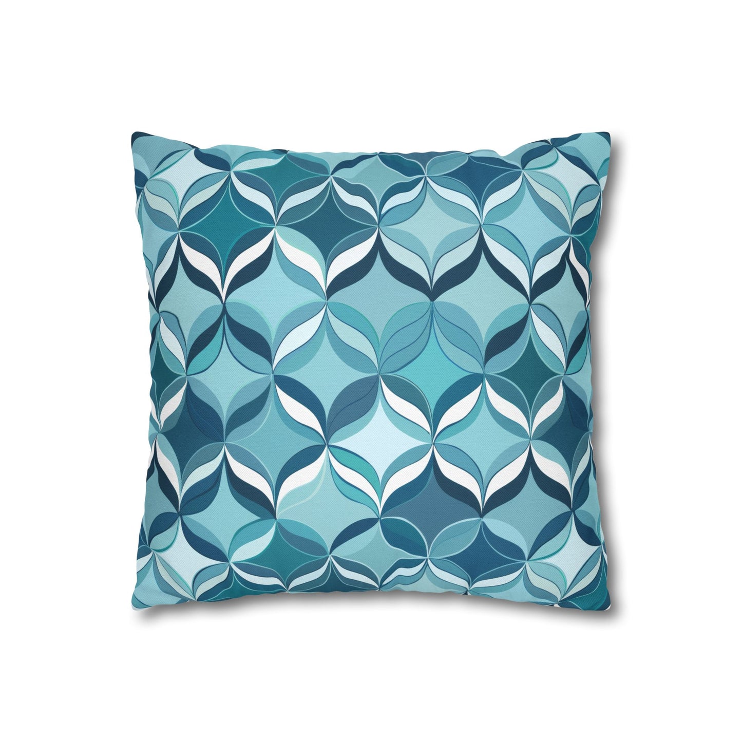 Modern Chic Aqua and Cream Geometric Pattern Spun Polyester Square Pillowcase 4 Sizes