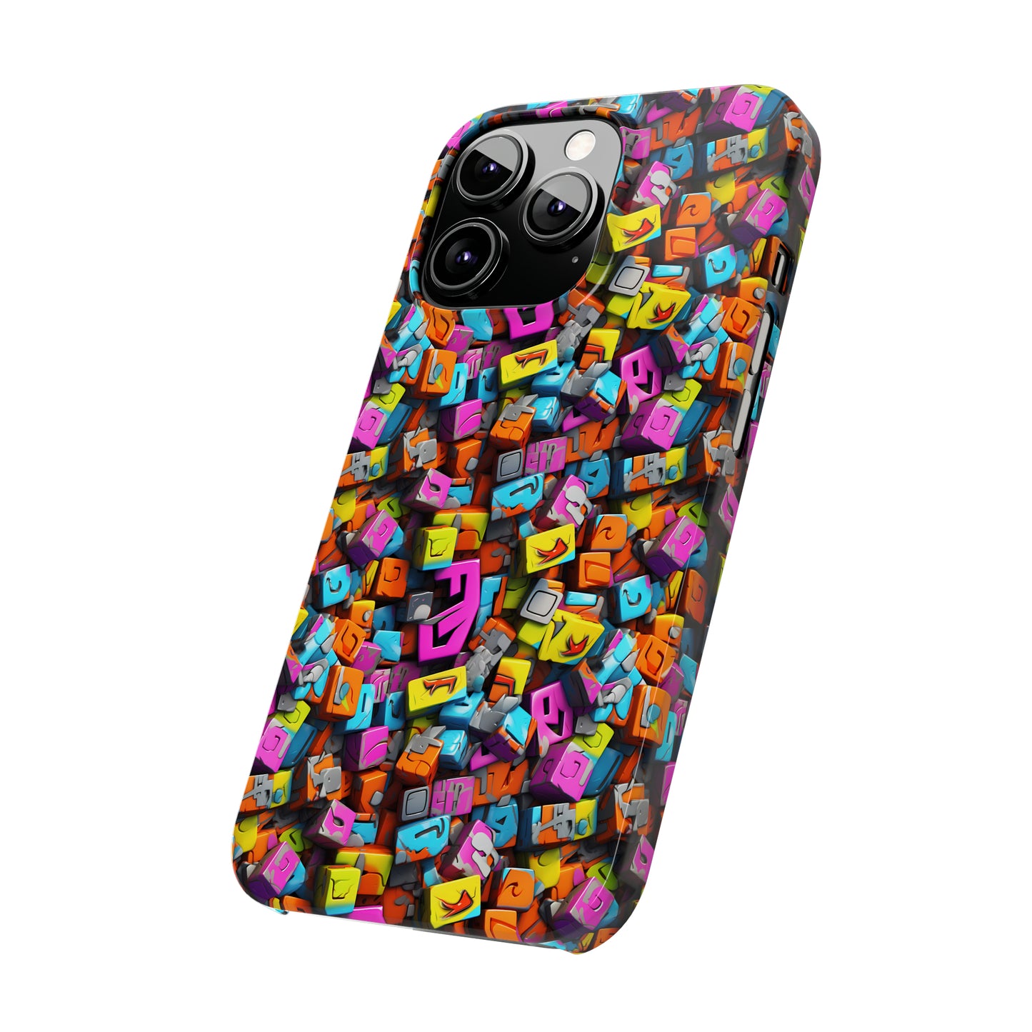 3D Abstract Colorful Block Design Iphone 15-12 Slim Phone Case