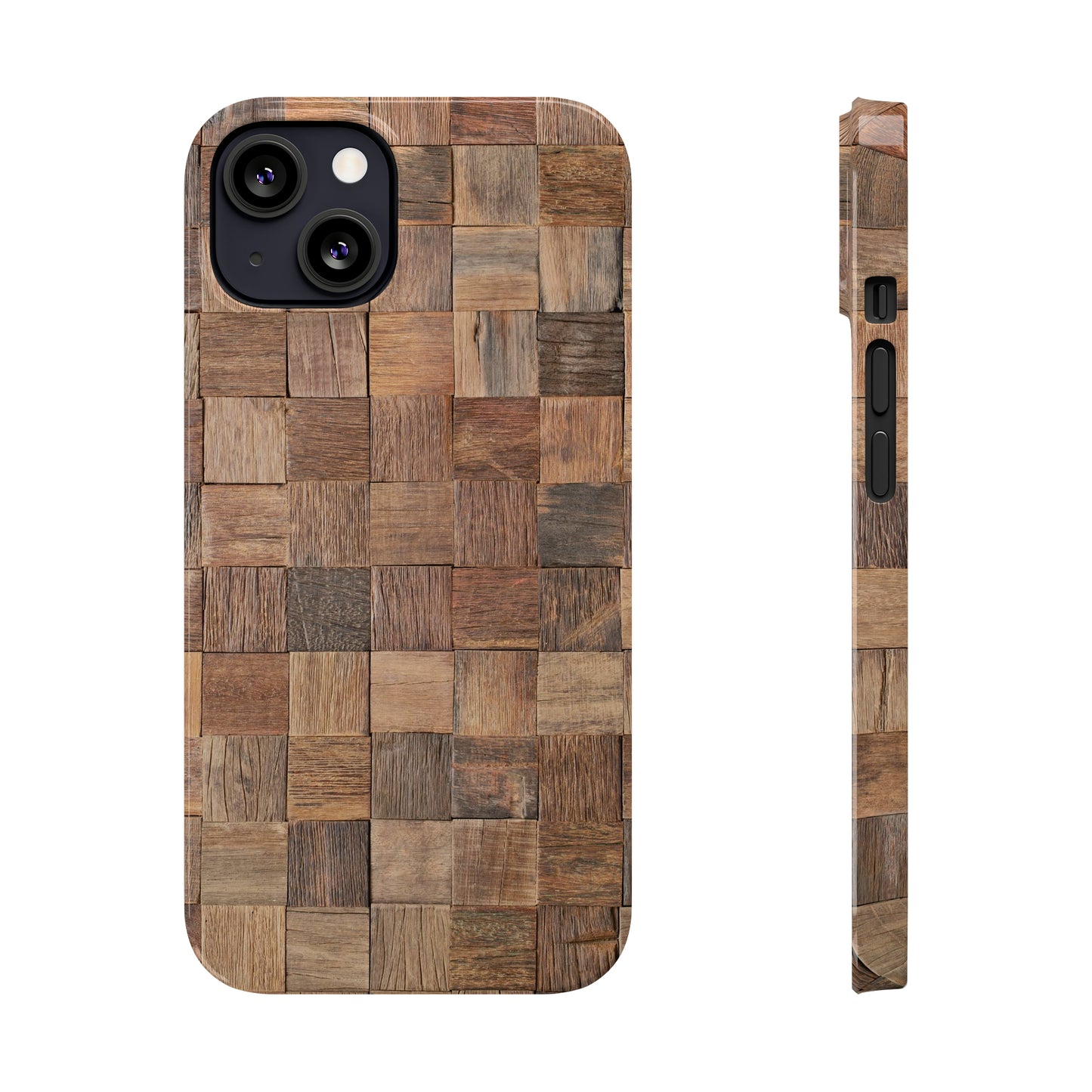 Organic Elegance Natural Woven Wood Design Design Iphone 15-12 Slim Phone Case