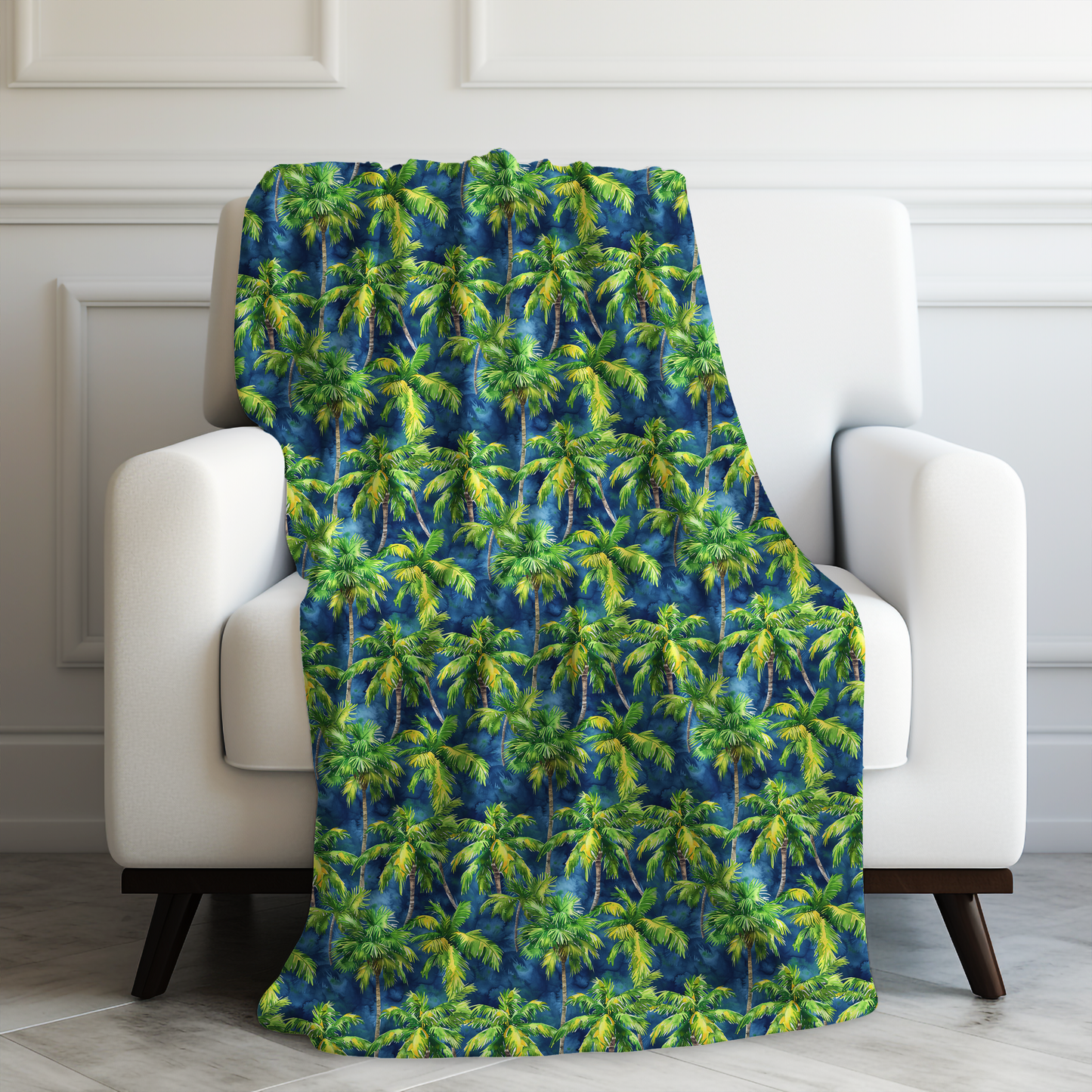 Midnight Palms: Silhouetted Palm Trees Against a Nighttime Sky Velveteen Plush Blanket 3 Sizes