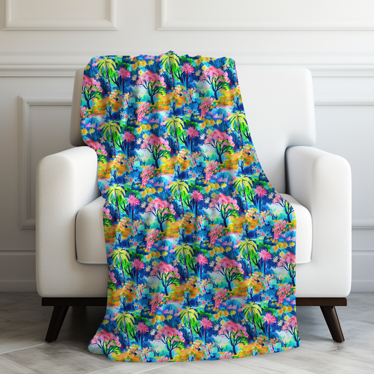 Kaleidoscope Canopy: Tropical Palm Symphony Velveteen Plush Blanket 3 Sizes