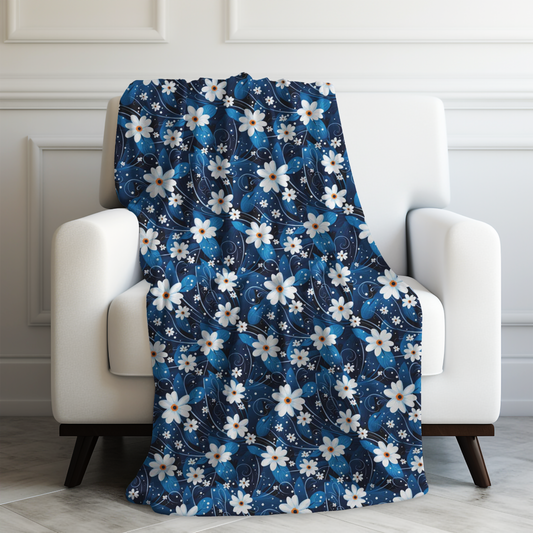 Nighttime Daisies in the Moon's Gentle Glow Velveteen Plush Blanket 3 Sizes