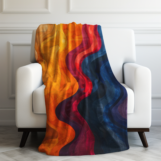 Prismatic Waves: Cascades of Rainbow Colors Velveteen Plush Blanket 3 Sizes