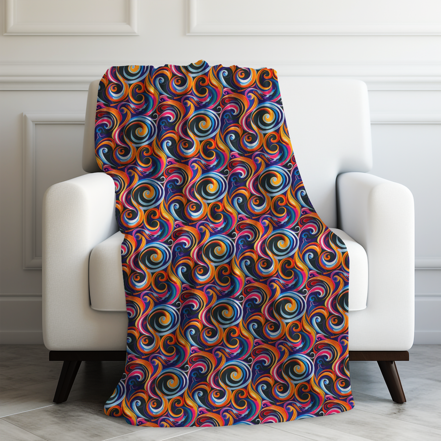 Psychedelic Groovy Vibrant Rainbow Swirls Velveteen Plush Blanket 3 Sizes