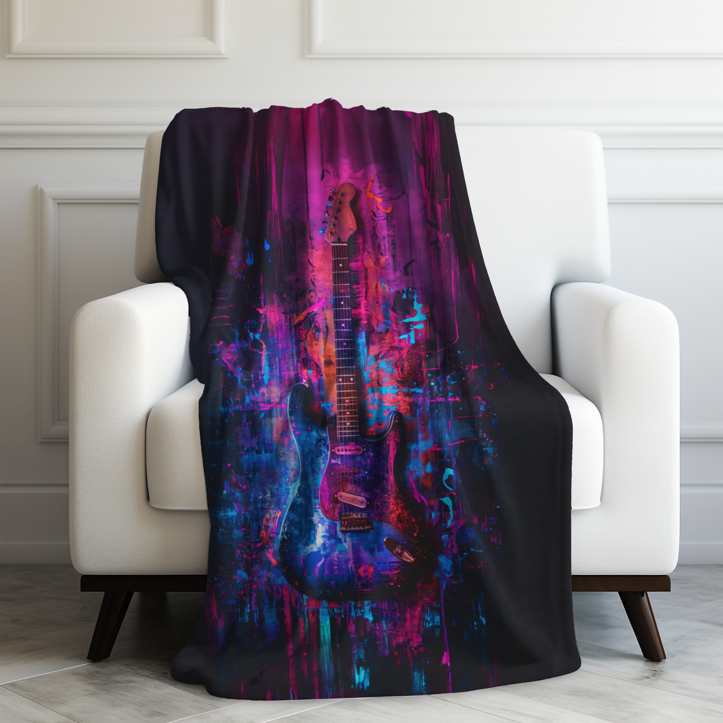 Rocking in the Purple Haze: Electric Guitar Vibes Velveteen Plush Blanket 3 Sizes