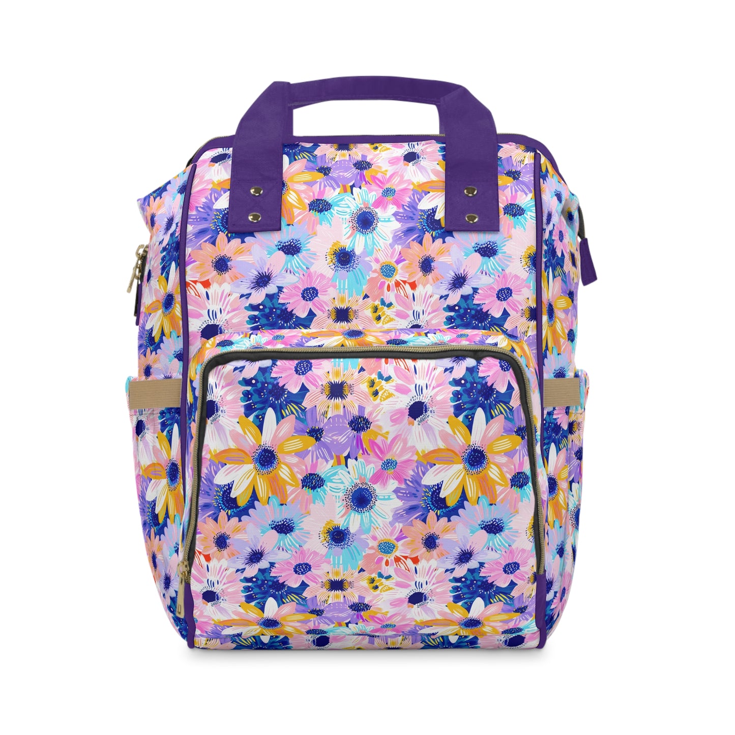 Watercolor Wonderland: Large Colorful Daisies Blooming with Radiance Multifunctional Diaper Backpack