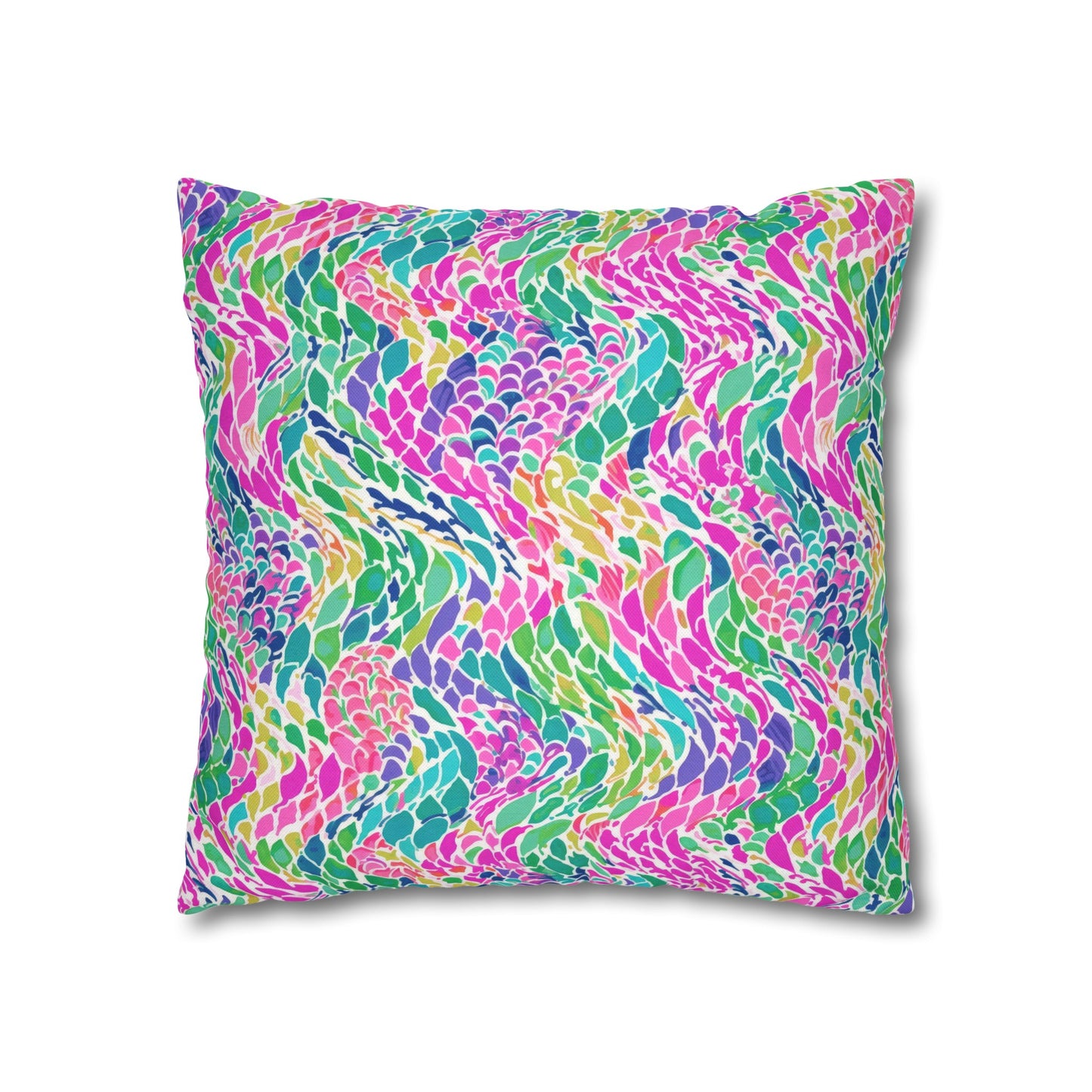 Enchanted Waves: Rainbow Mermaid Dancing in the Sea Spun Polyester Square Pillowcase 4 Sizes