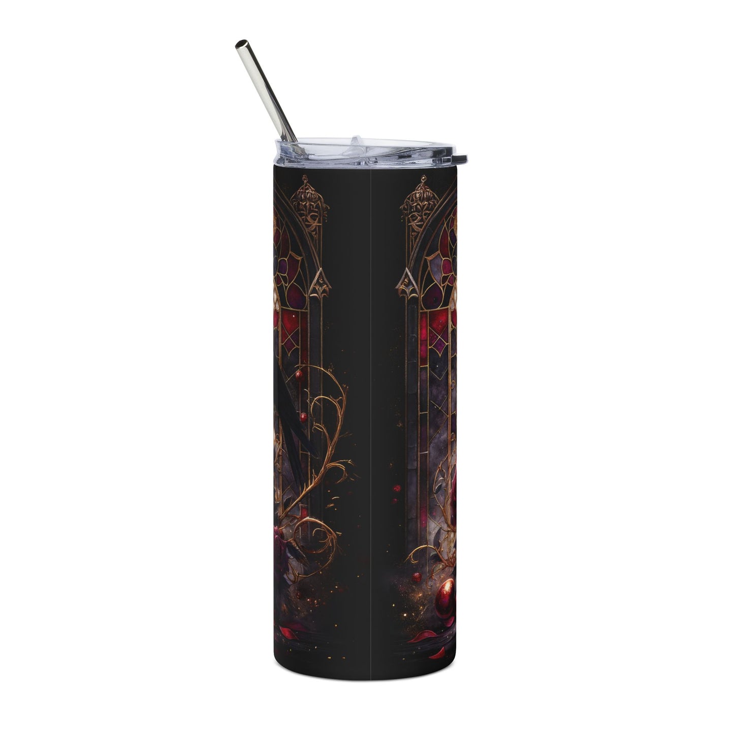 Gothic Garden Victorian Poe Raven Mythical Fantasy Dark Academy Seamless 20 oz Skinny Tumbler