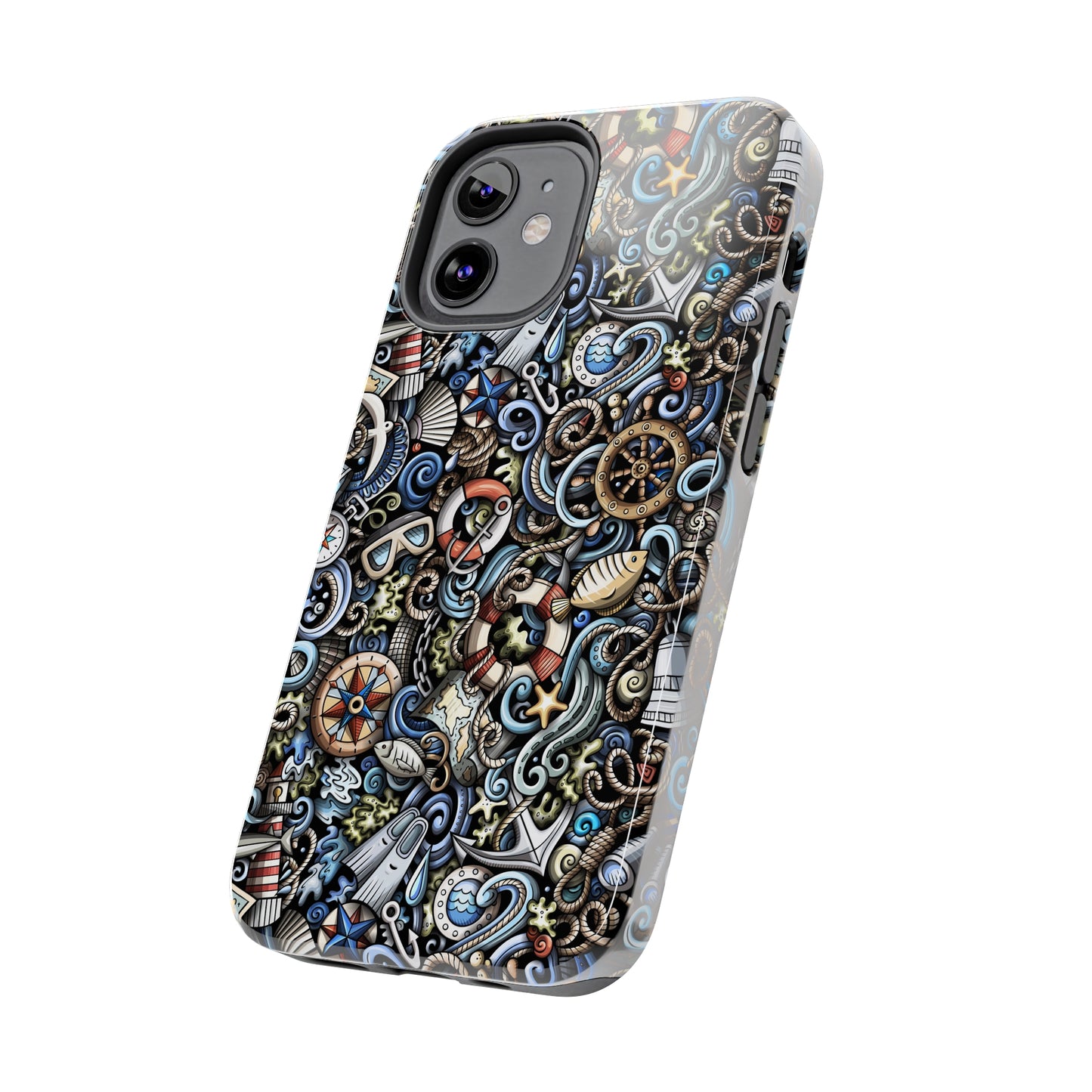 Nautical Ocean Navigation and Sealife Cartoon Design Iphone Tough Phone Case