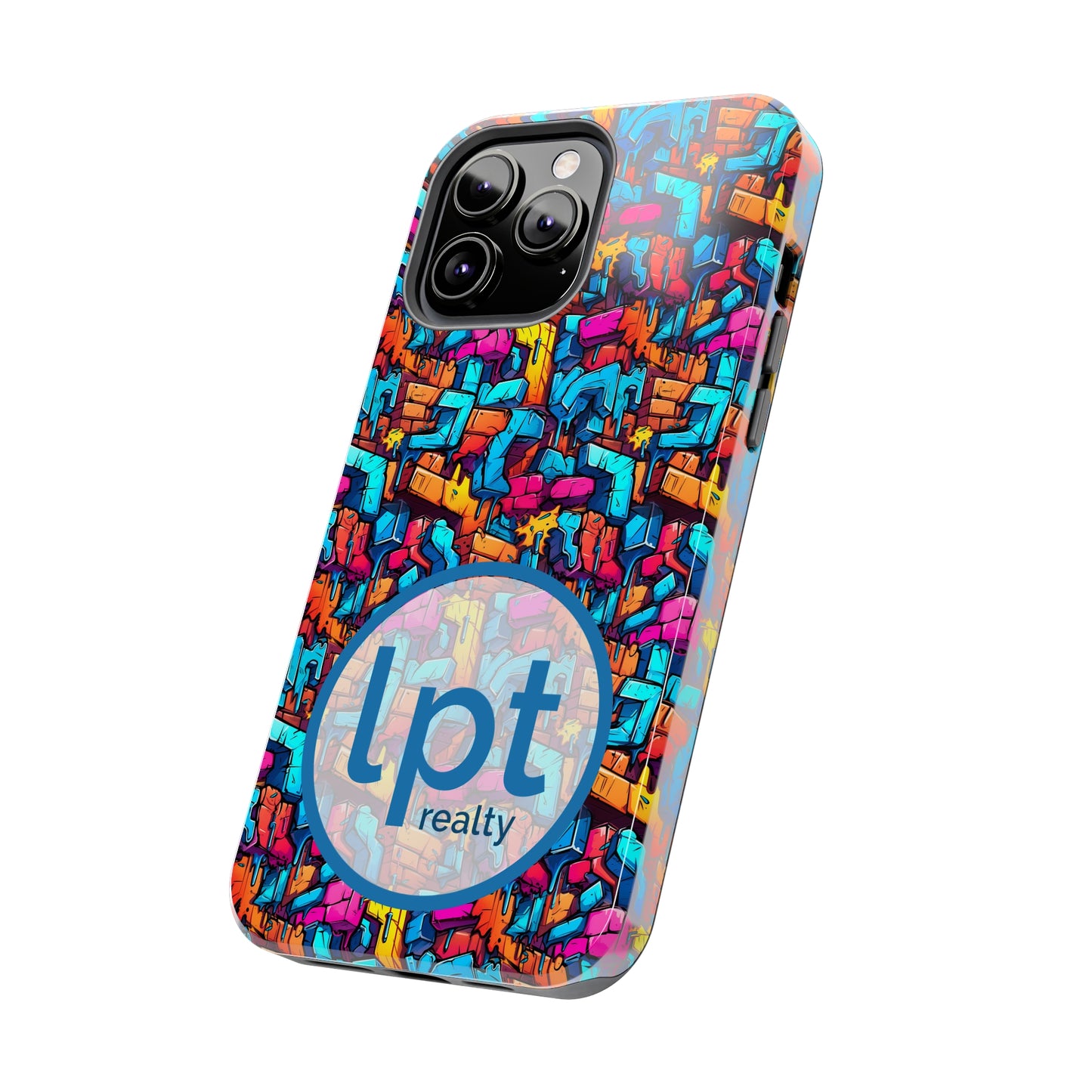 LPT Realty Logo -  3D Rainbow Colored Graphic Blocks Design Iphone Tough Phone Case