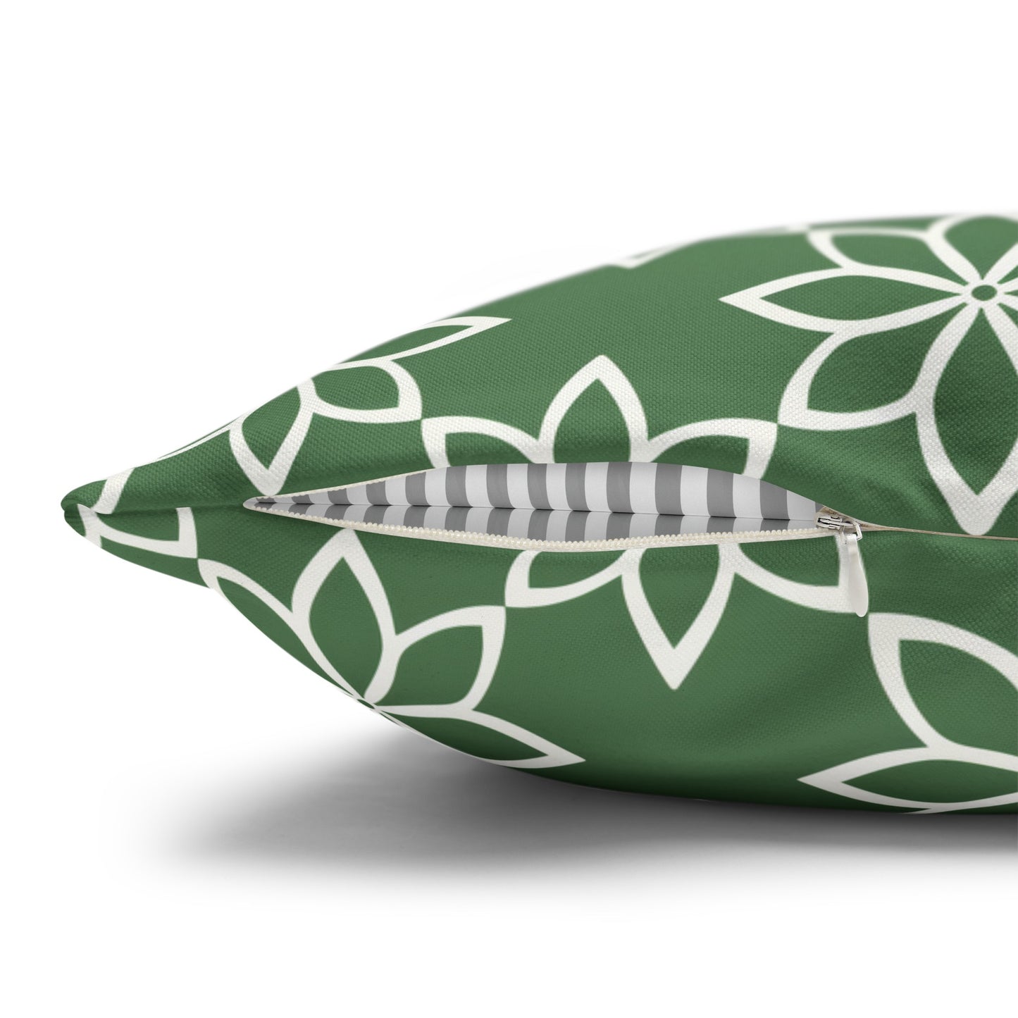 Modern Minimalist Green and White Geometric Floral Design Spun Polyester Square Pillowcase 4 Sizes