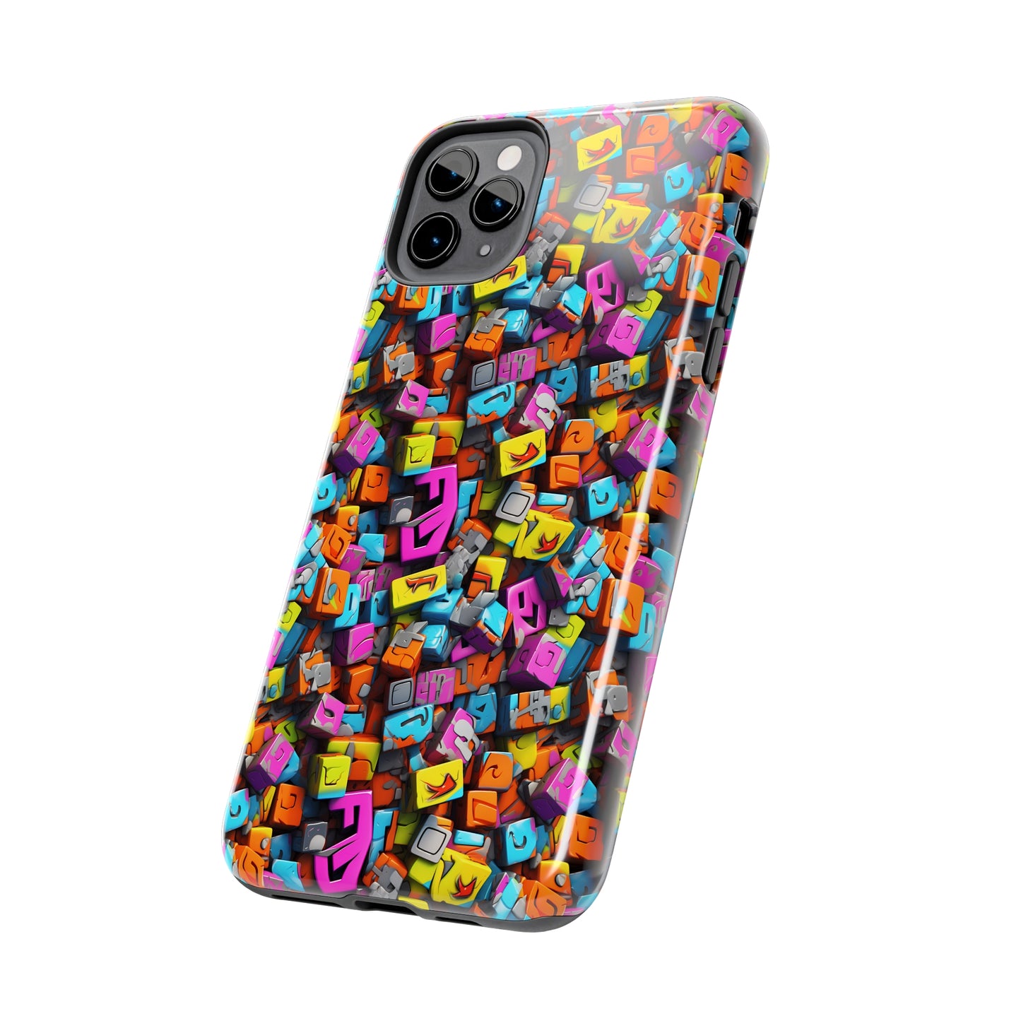 3D Abstract Colorful Block Design Iphone Tough Phone Case