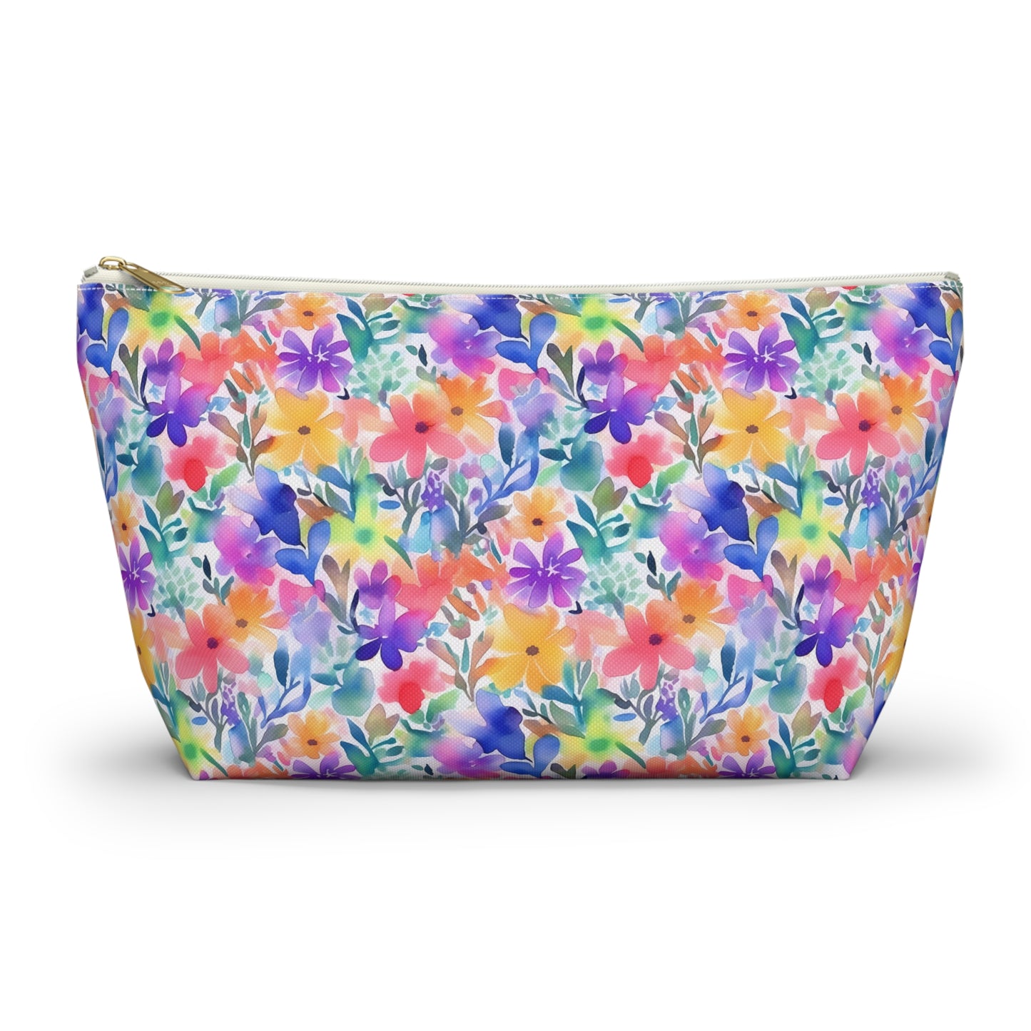 Radiant Watercolor Blooms: Bright and Vivid Floral  Design - Makeup & Accessory Bag 2 Sizes