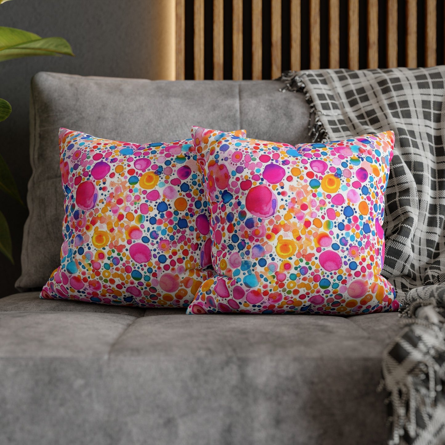 Prismatic Splatter: Rainbow Watercolor Explosion Spun Polyester Square Pillowcase 4 Sizes