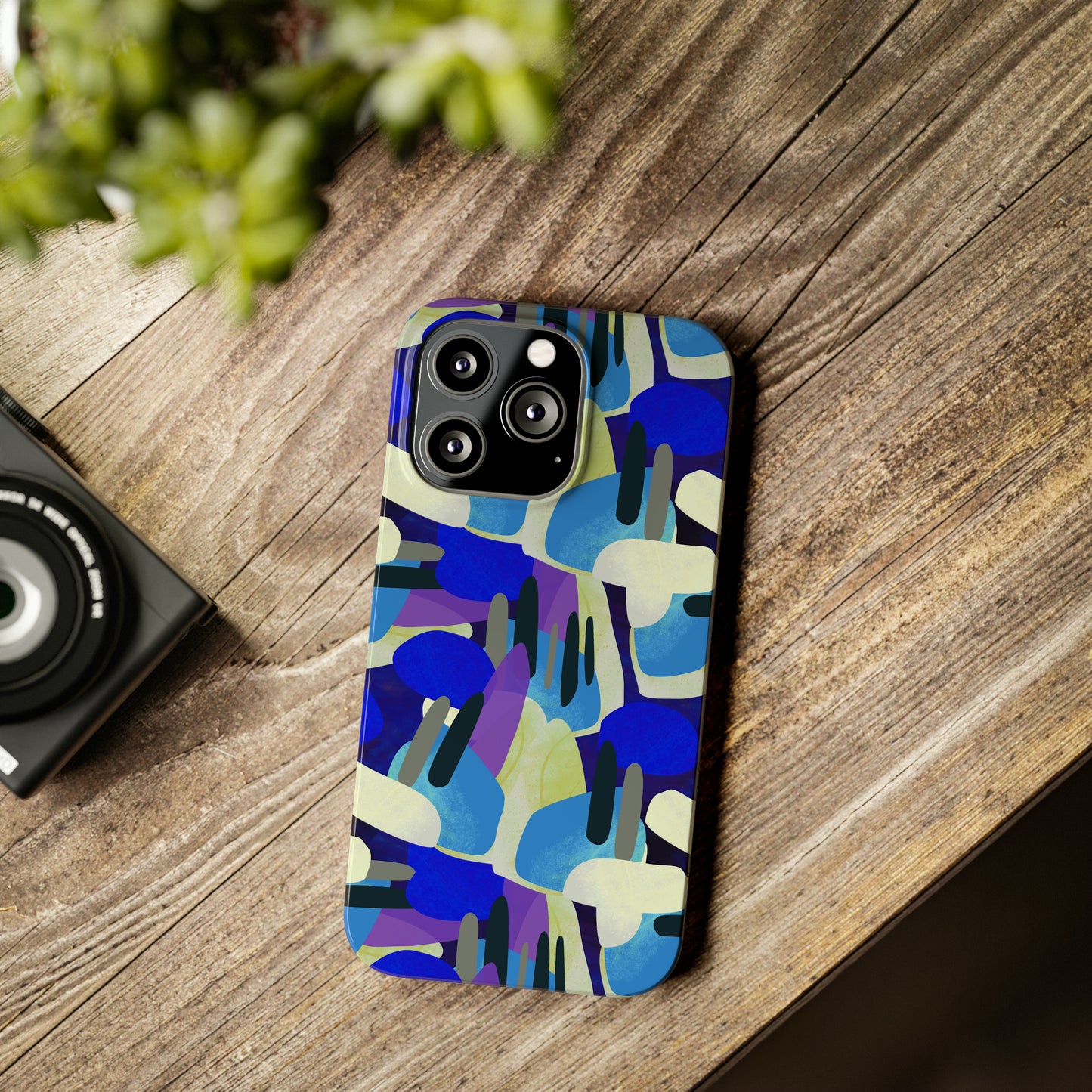 Blue, Purple and Green Abstract Design Iphone 15-12 Slim Phone Case