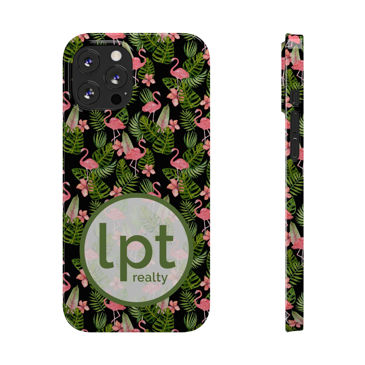 LPT Realty Logo -  Tropical Flamingos Iphone 15-12 Slim Phone Case