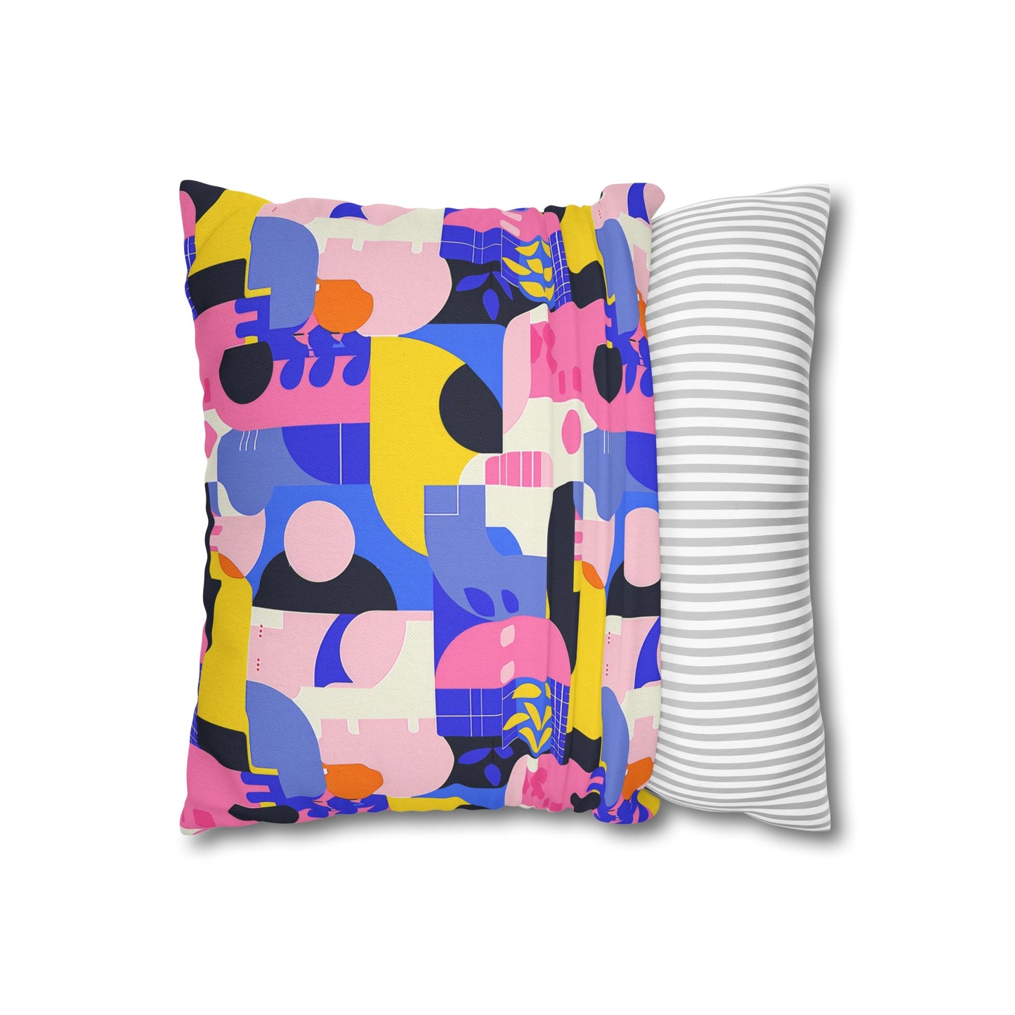 Pop Art in Vibrant Bold Geometric Colors Spun Polyester Square Pillowcase 4 Sizes