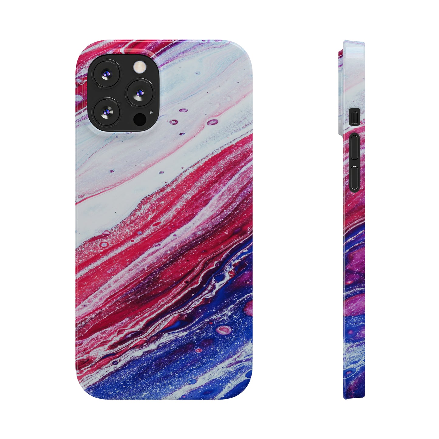 Red White and Blue Alcohol Ink Design Iphone 15-12 Slim Phone Case