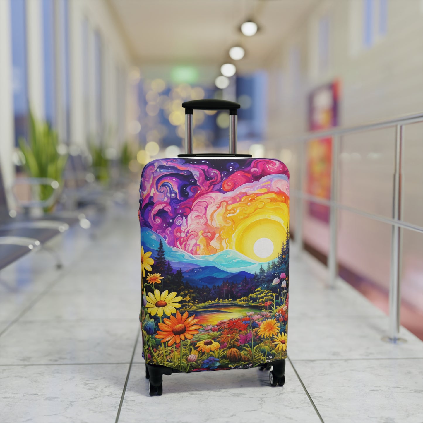 Enchanting Sunrise Over a Whimsical Field of Wildflowers  - Luggage Protector and Cover 3 Sizes