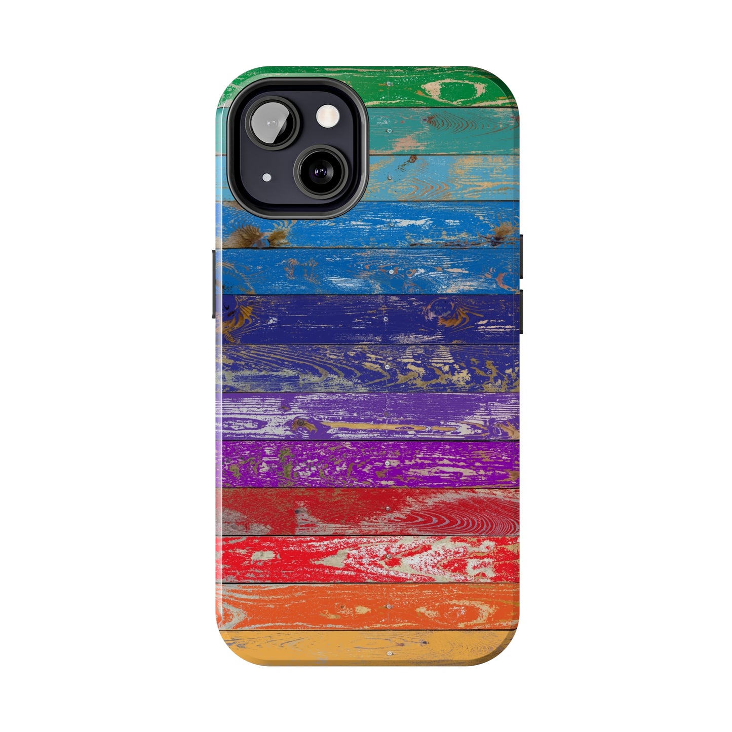 Rainbow Wood Planks Iphone Tough Phone Case