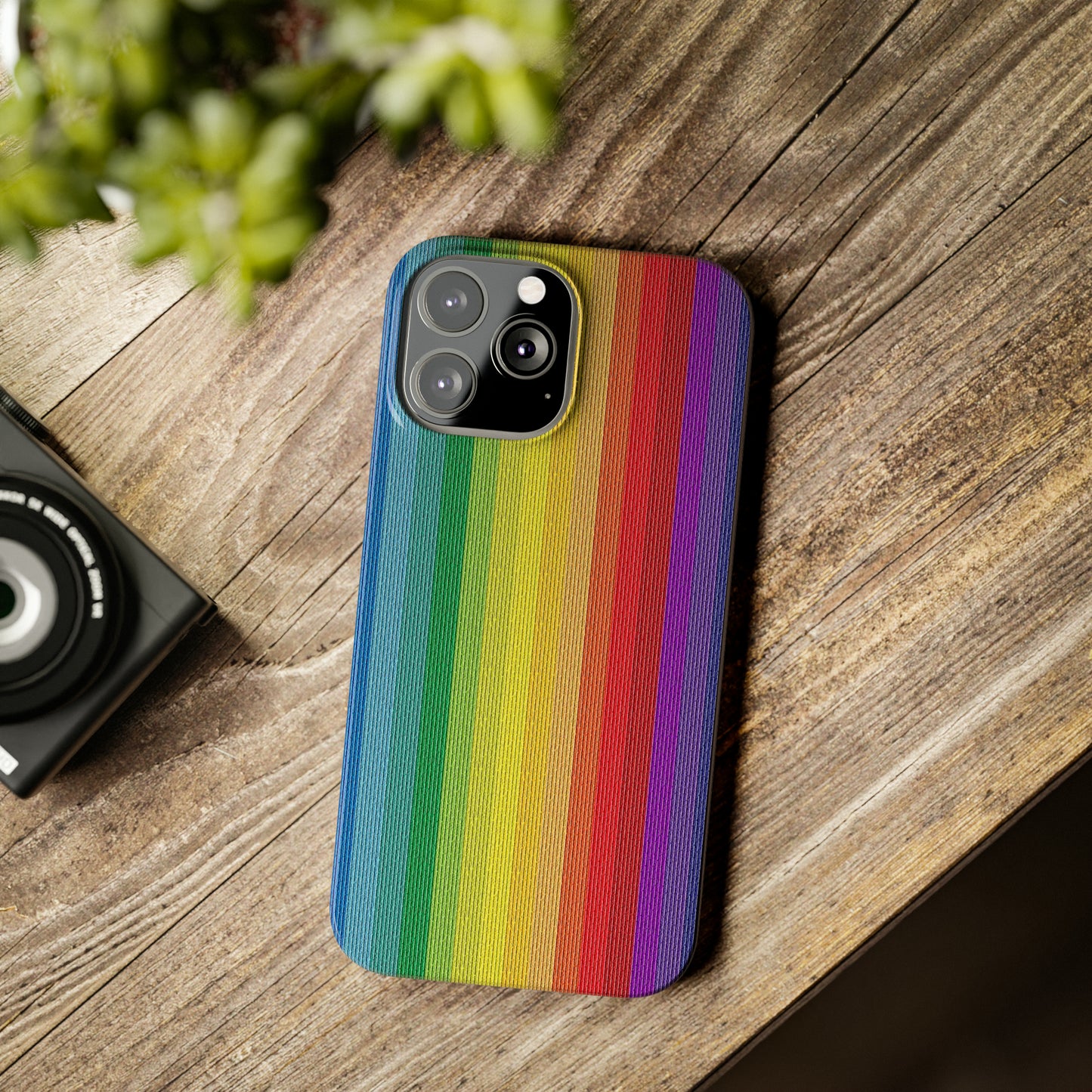 Rainbow Stripe Design Iphone 15-12 Slim Phone Case