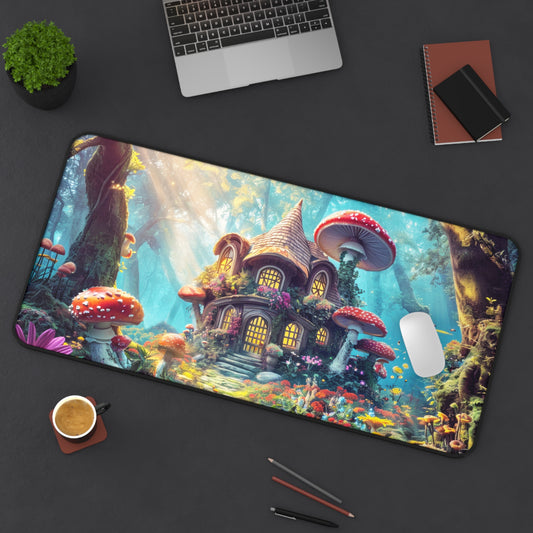 Fantasy Mushroom Cottagecore Mushroom House and Gardens  - Desk Mat Extended Gaming Mouse Pad 3 Sizes