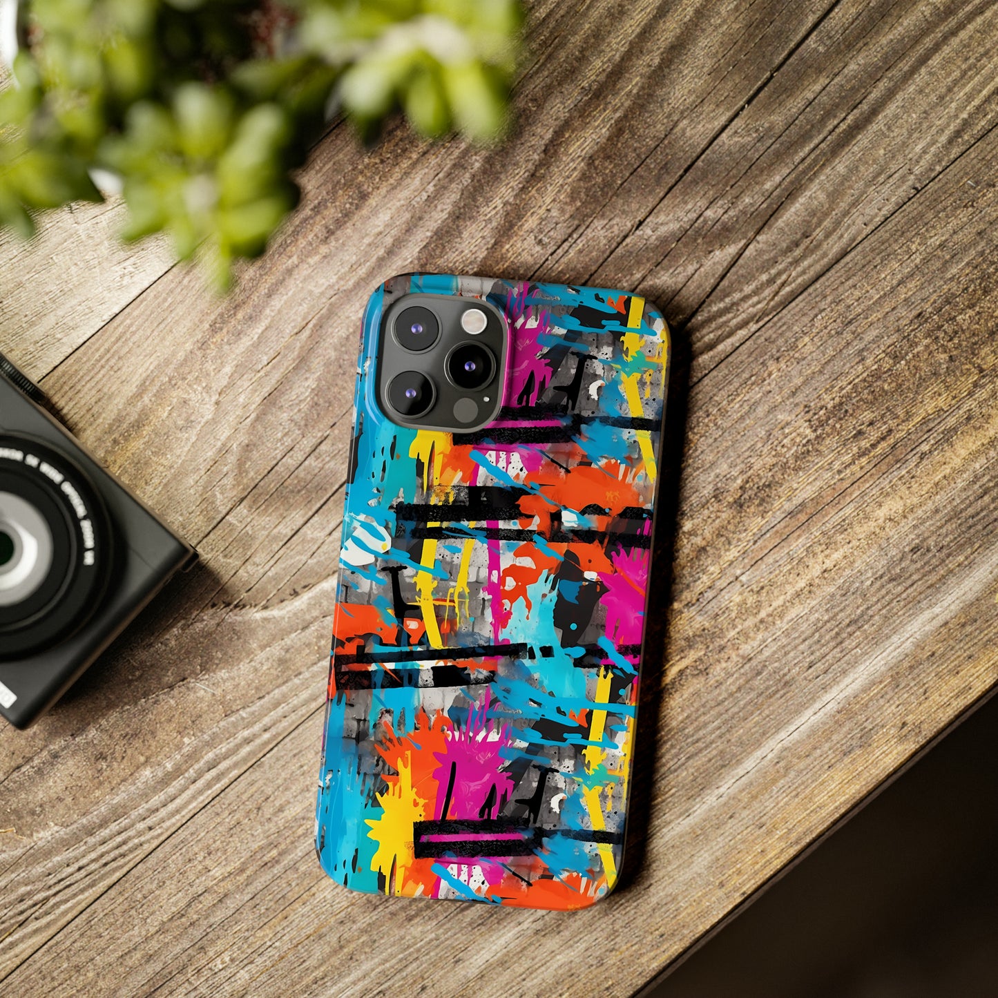 Rainbow Color Abstract Graffiti Design Iphone 15-12 Slim Phone Case