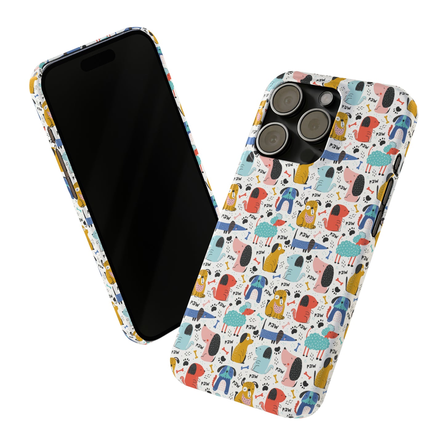 Playful Pups: Colorful Cartoon Dogs Iphone 15-12 Slim Phone Case