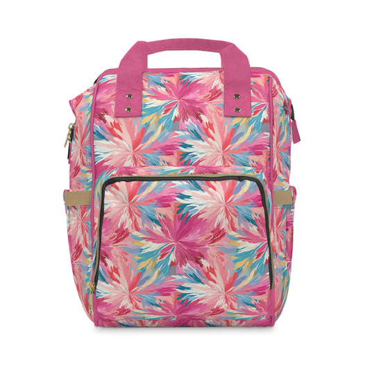 Whispering Sunset: Muted Pinks, Blues, and Gold Watercolor Flowers Multifunctional Diaper Backpack