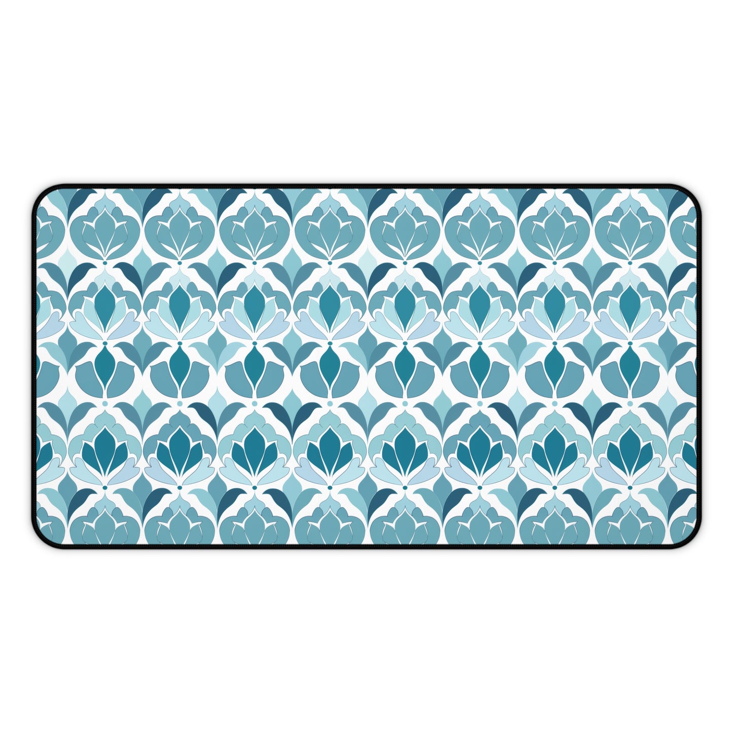 Serene Floral Pattern in Shades of Aqua and Teal, Forming Graceful Botanical Motifs Extended Gaming Mouse Pad  Desk Mat  - 3 Sizes