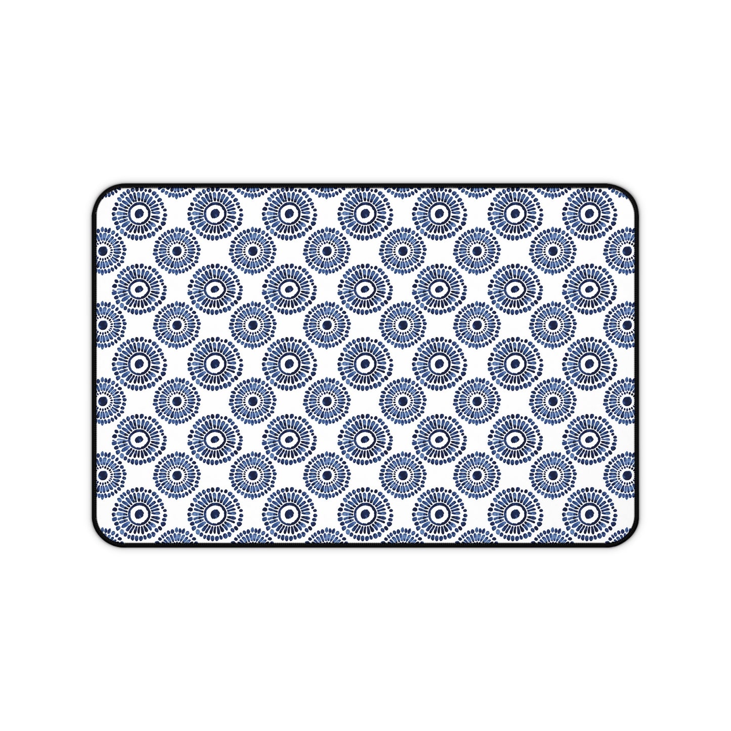 Indigo Sunburst Simple Folk-Inspired Dot Pattern Design Extended Gaming Mouse Pad  Desk Mat  - 3 Sizes