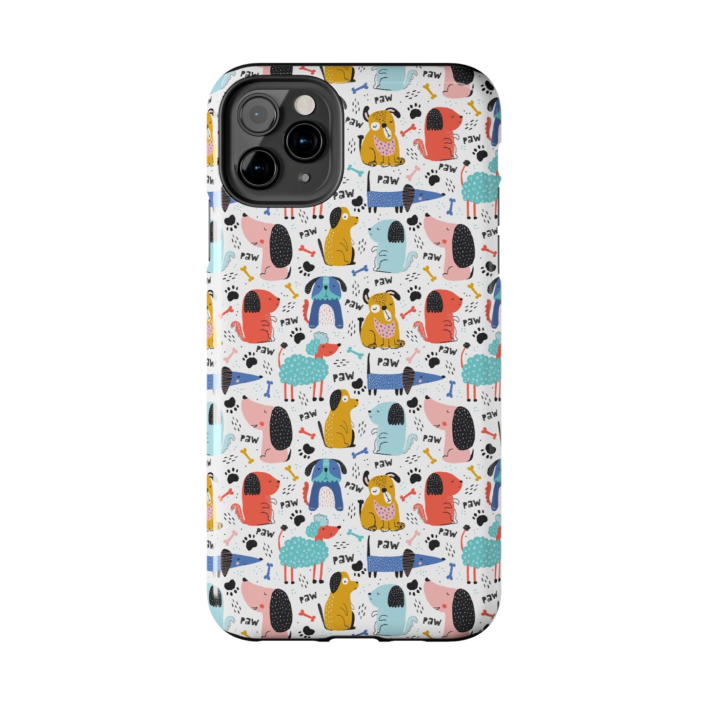 Playful Pups: Colorful Cartoon Dogs Iphone Tough Phone Case