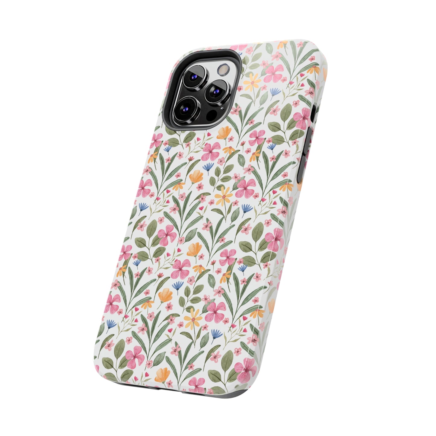 Pink Watercolor Spring Flowers Iphone Tough Phone Case