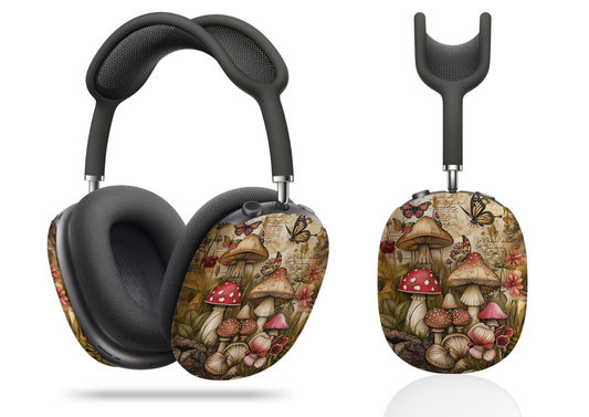 Cottagecore Vintage-Inspired Mushroom and Butterfly Garden AirPod Max Case Protective Covers