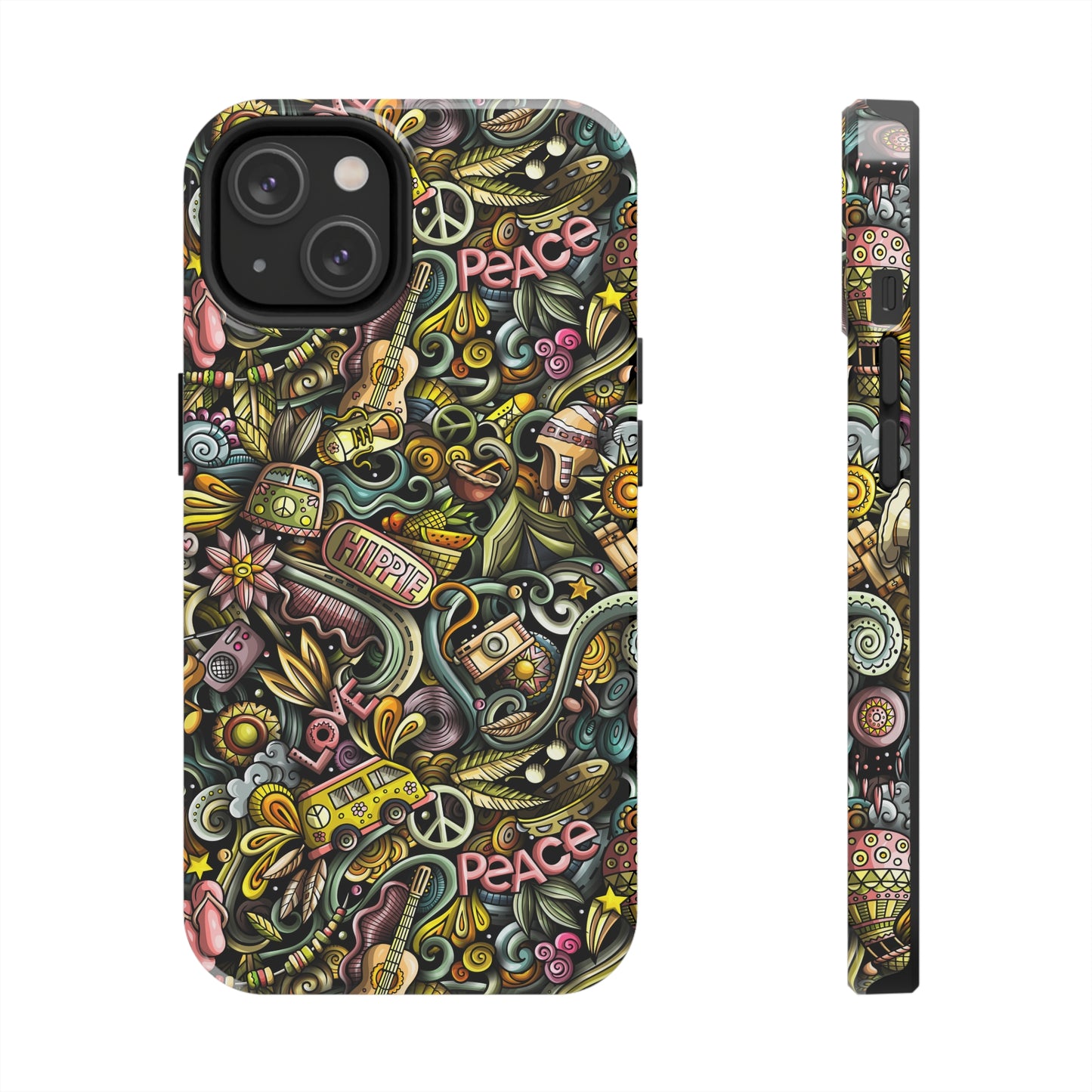 Peace, Love & VW Fun Cartoon Design Iphone Tough Phone Case