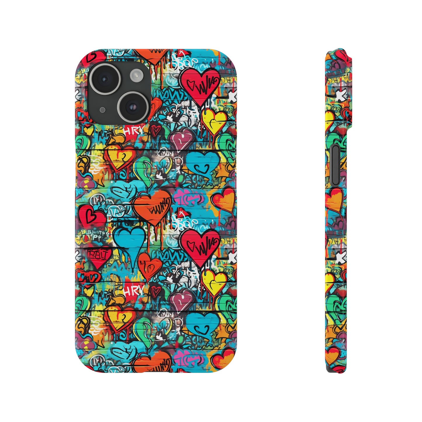 Street Art Graffiti Hearts Design Iphone 15-12 Slim Phone Case