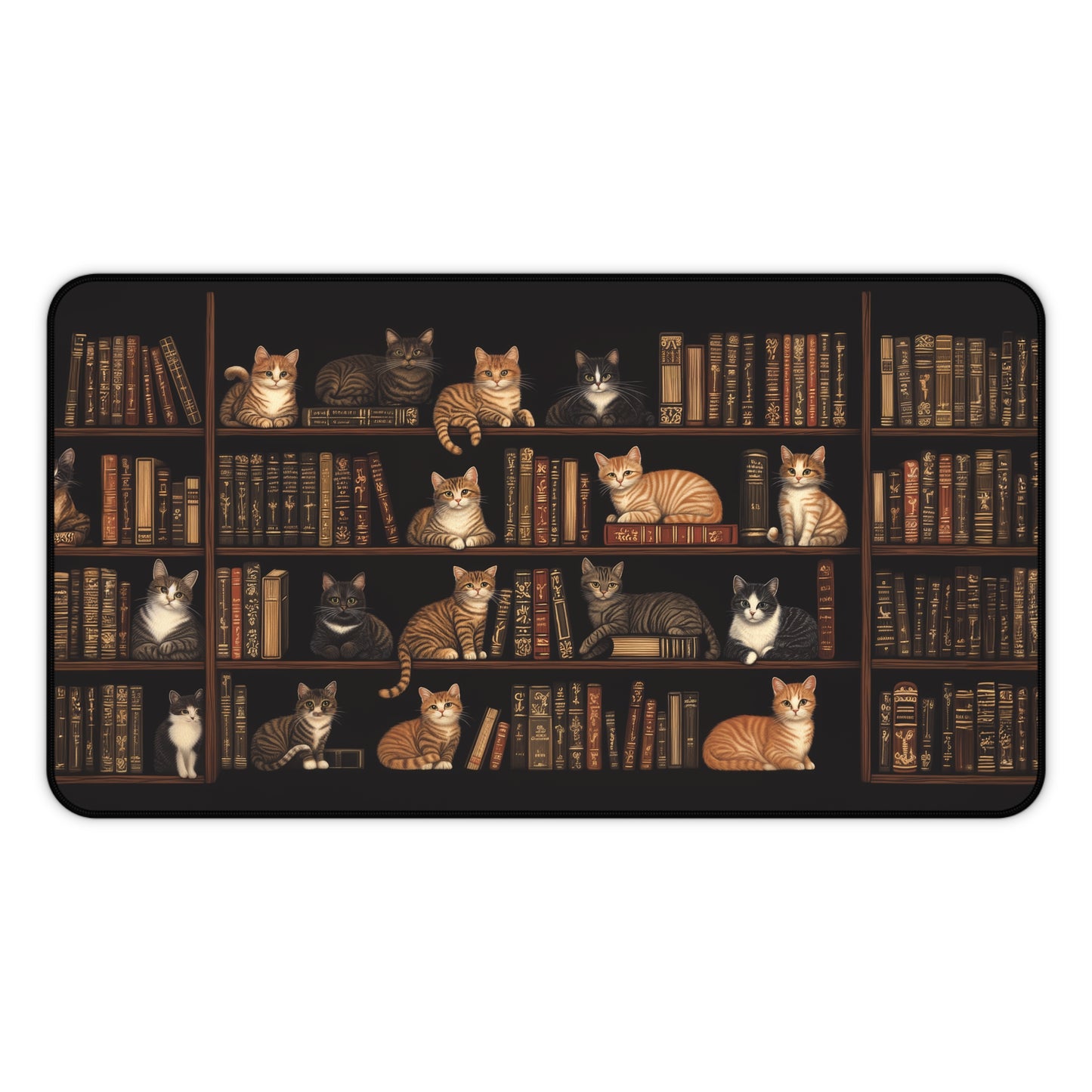 Cozy Bookshelf Cats Extended Gaming Mouse Pad Desk Mat  - 3 Sizes