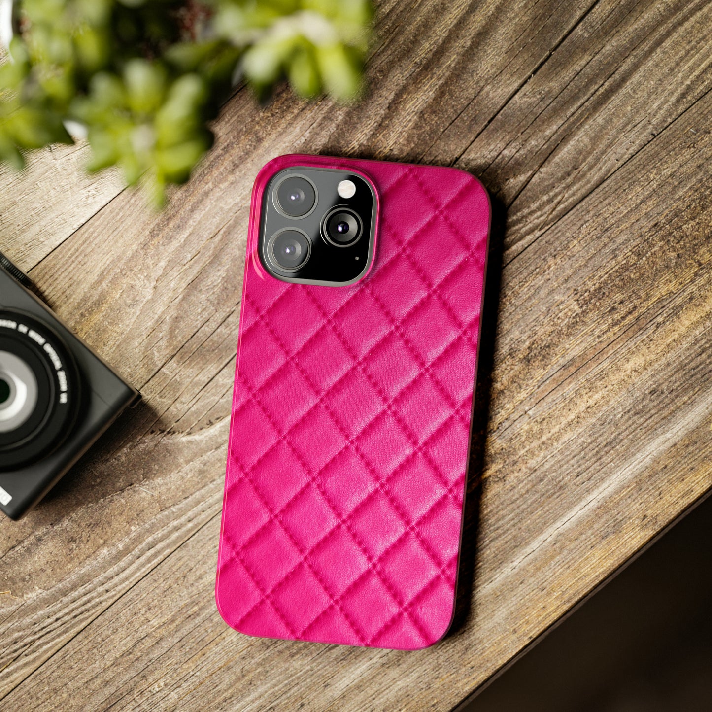 Pink Quilted Design Iphone 15-12 Slim Phone Case