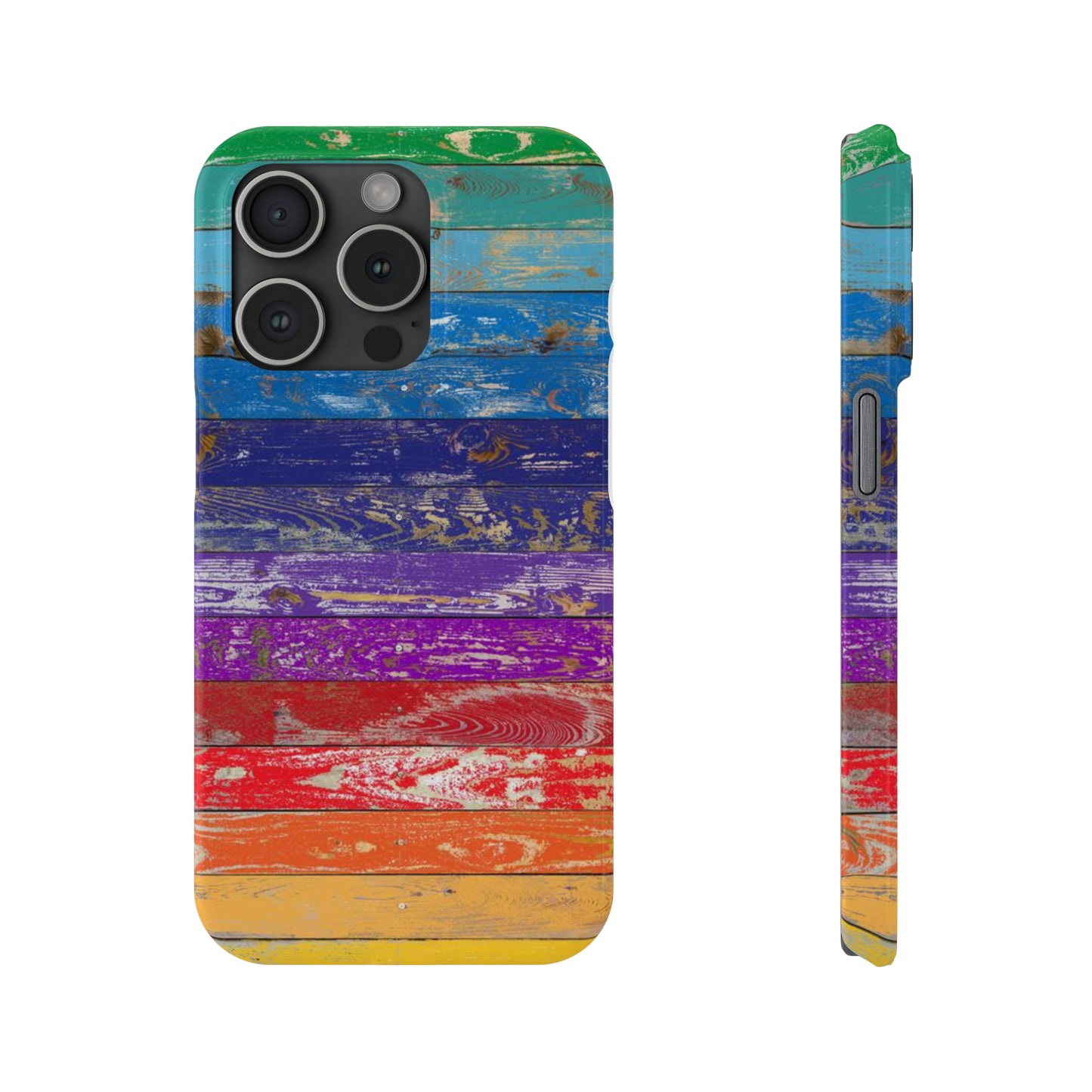 Rainbow Wood Planks Iphone 15-12 Slim Phone Case